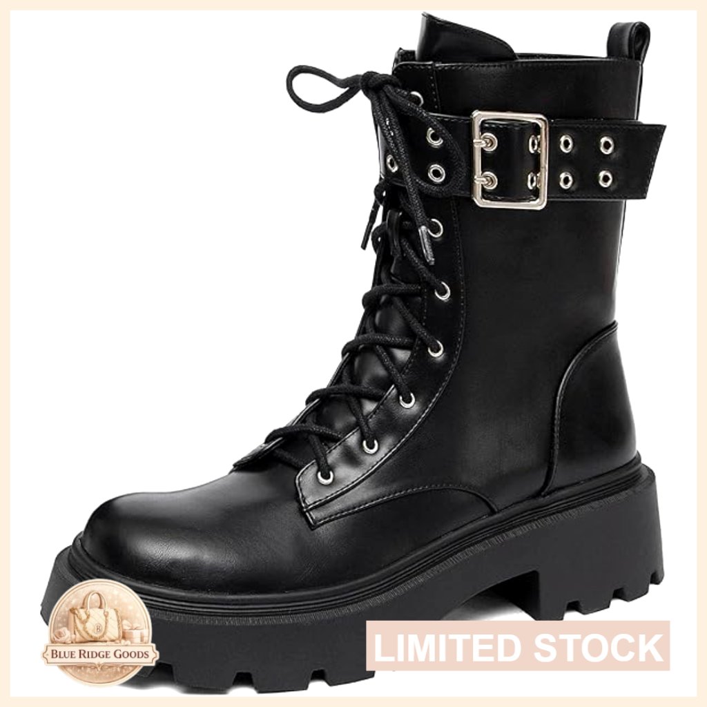 Platform Ankle Booties Lace Up Combat Style Everyday Wear Versatile